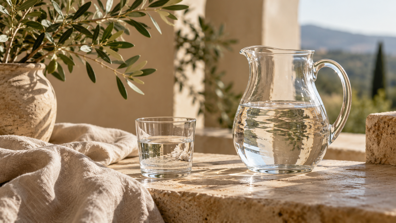Carafe et verre d’eau