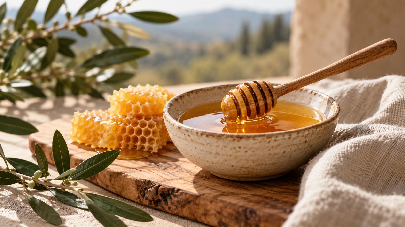 Bol de miel et rayon de miel